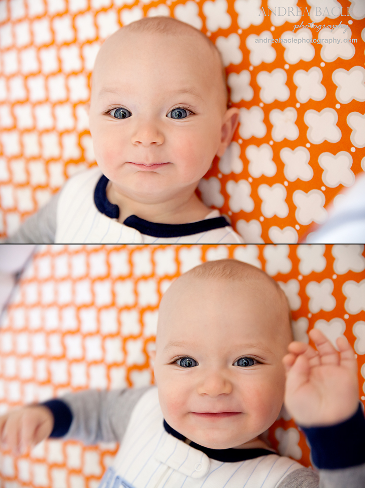 six month baby boy orange crib
